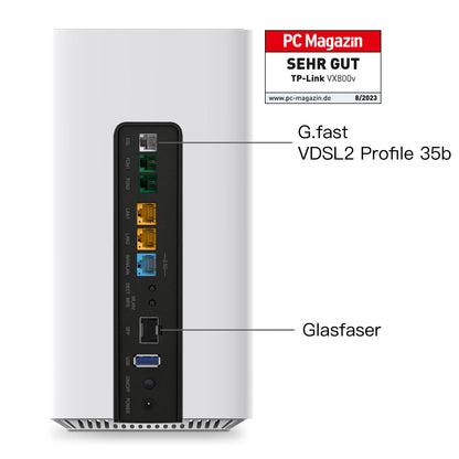 TP-Link VX800v – VDSL Modem Router Wi-Fi 6, bis 3.500 Mbit/s, 5G.Fast, Gigabit-WAN
