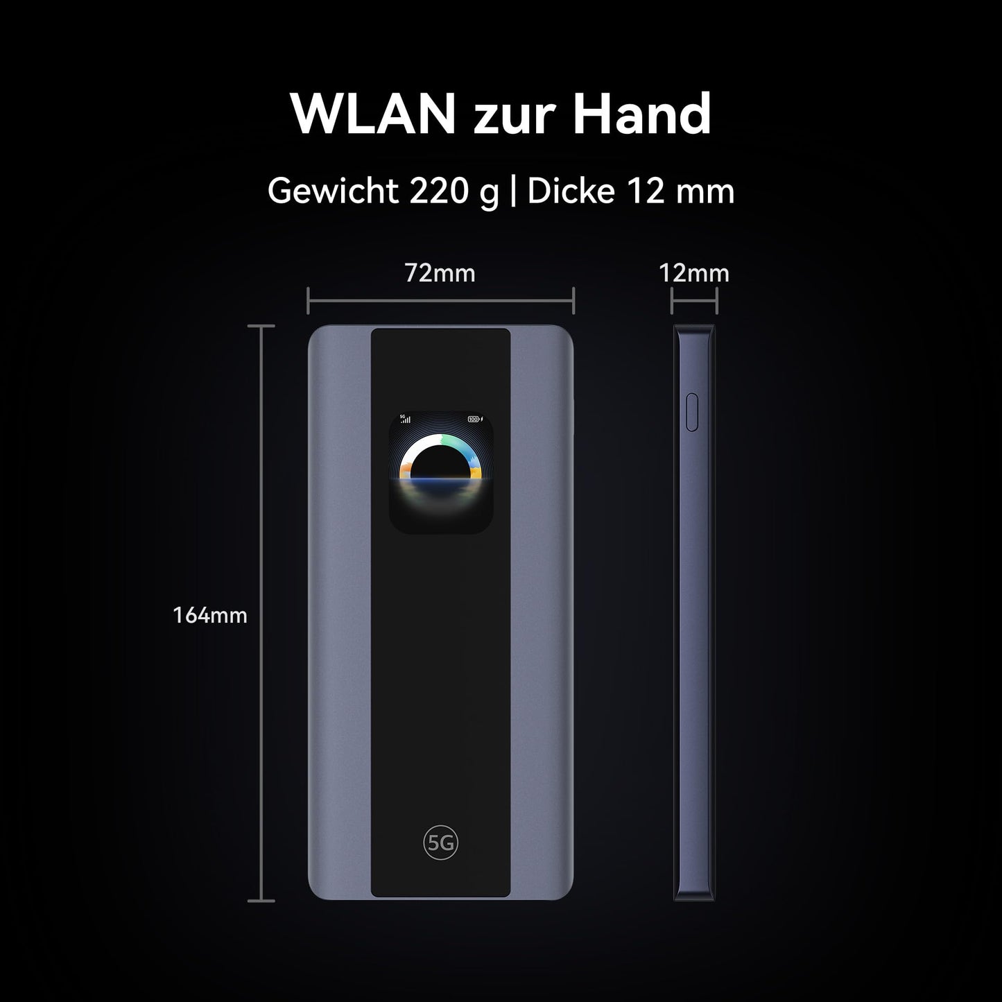 5G Mobile WiFi Pro 5s – Tragbarer 5G/4G LTE Router mit SIM-Slot, Wi-Fi 6, Akku