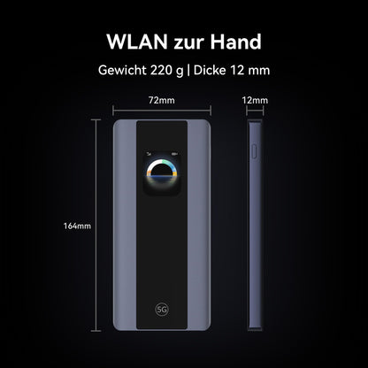 5G Mobile WiFi Pro 5s – Tragbarer 5G/4G LTE Router mit SIM-Slot, Wi-Fi 6, Akku