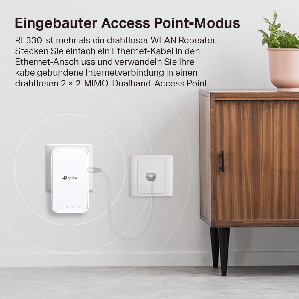 TP-Link RE330 – WLAN Repeater AC1200, bis 1.200 Mbit/s, App-Steuerung, Signalstärkeanzeige