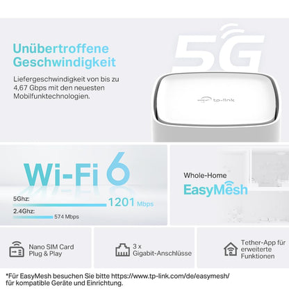 TP-Link Archer NX200 – 5G Router mit Nano-SIM, WLAN Dualband, MU-MIMO