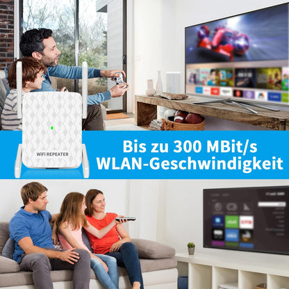 CINAMON WLAN Verstärker – Repeater N300, 2,4 GHz, Ethernet-Port, WPS, bis 200 m²