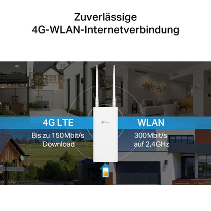 TP-Link TL-MR110 Outdoor – 4G LTE Router mit SIM-Slot, bis 150 Mbit/s, IP65, PoE/DC