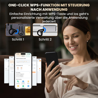 Tenda WiFi 6 Repeater AX1500 – WLAN Verstärker mit bis zu 1.200 Mbit/s, WPA3, App-Steuerung