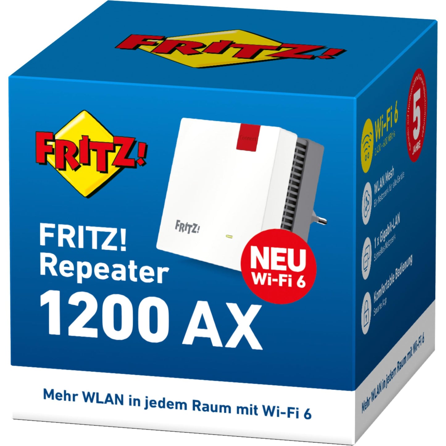 FRITZ!Repeater 1200 AX – WLAN Repeater mit Wi-Fi 6, Dualband, Mesh