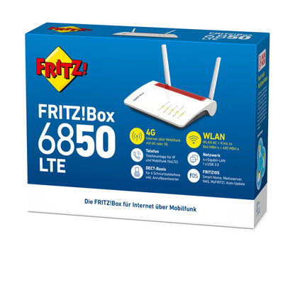 FRITZ!Box 6850 LTE – 4G Router bis 150 Mbit/s, WLAN AC+N, Gigabit-LAN