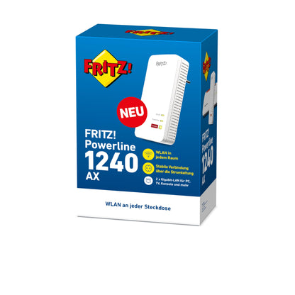 FRITZ!Powerline 1240 AX – WLAN Set mit Wi-Fi 6, bis 1.200 Mbit/s, Mesh
