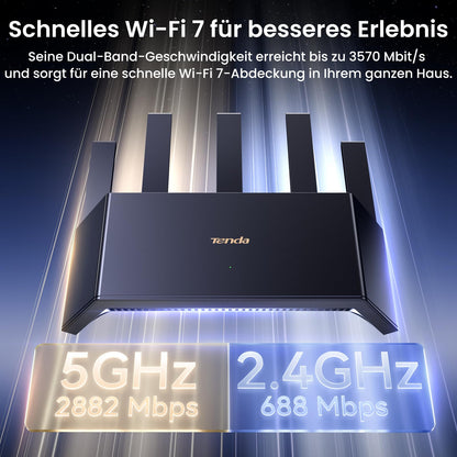 Tenda RE3L Wi-Fi 7 Router – Dualband, bis 2.882 Mbit/s, Gigabit-Ports, Mesh, App-Steuerung