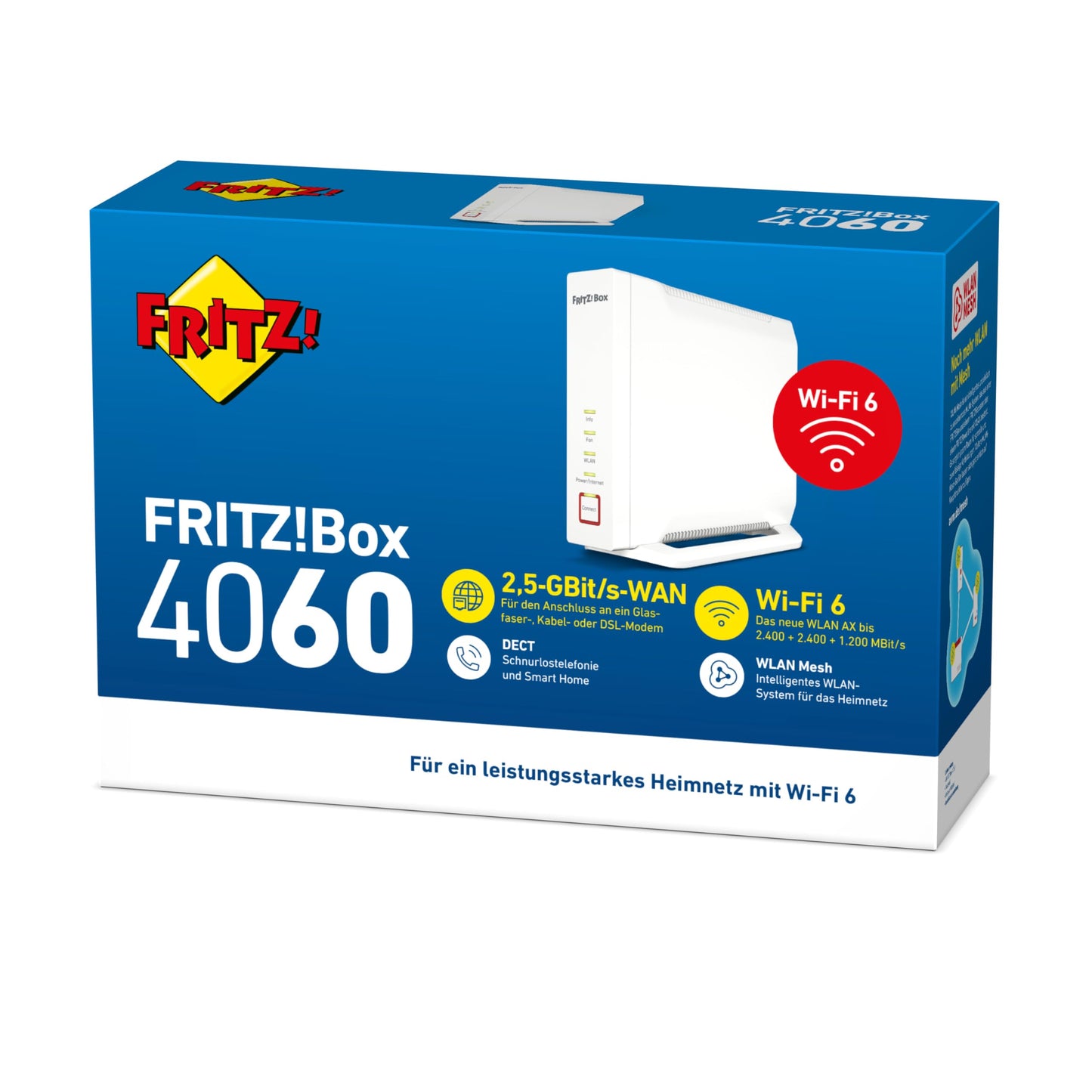 FRITZ!Box 4060 – Wi-Fi 6 Router, bis 4.800 Mbit/s, Tri-Band, DECT-Basis, Mesh