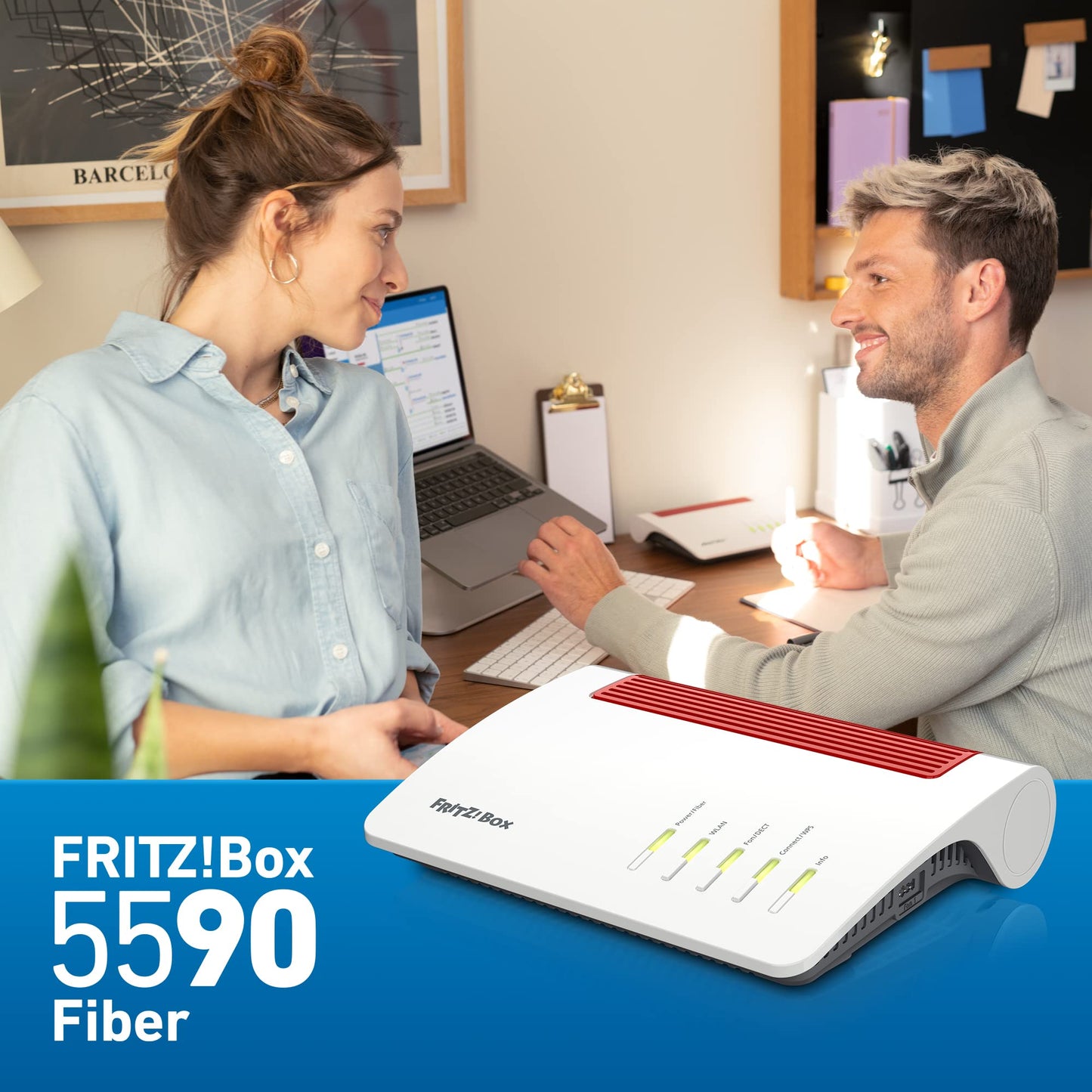 FRITZ!Box 5590 Fiber – Glasfaser-Router mit Wi-Fi 6, bis 4.800 Mbit/s, DECT-Basis, Mesh