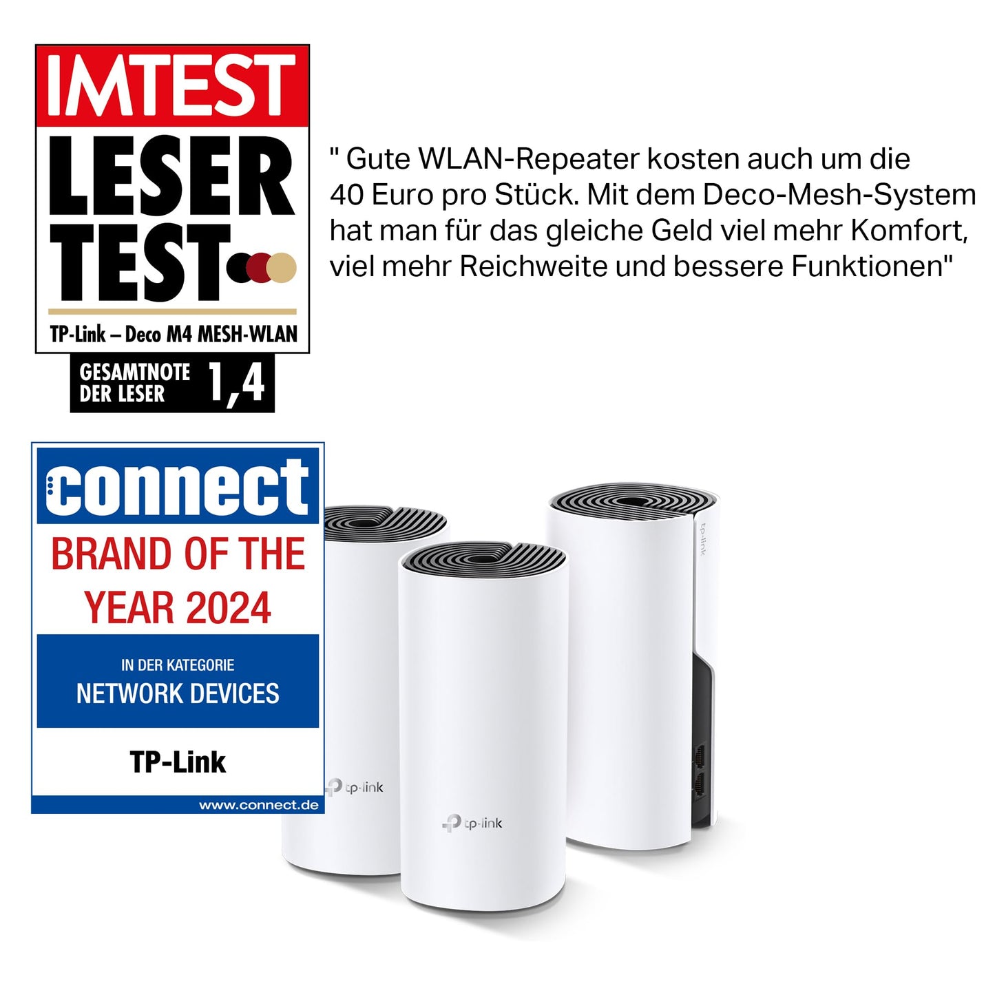TP-Link Deco M4 – Mesh WLAN Set (3er Pack), AC1200, Dualband Router & Repeater