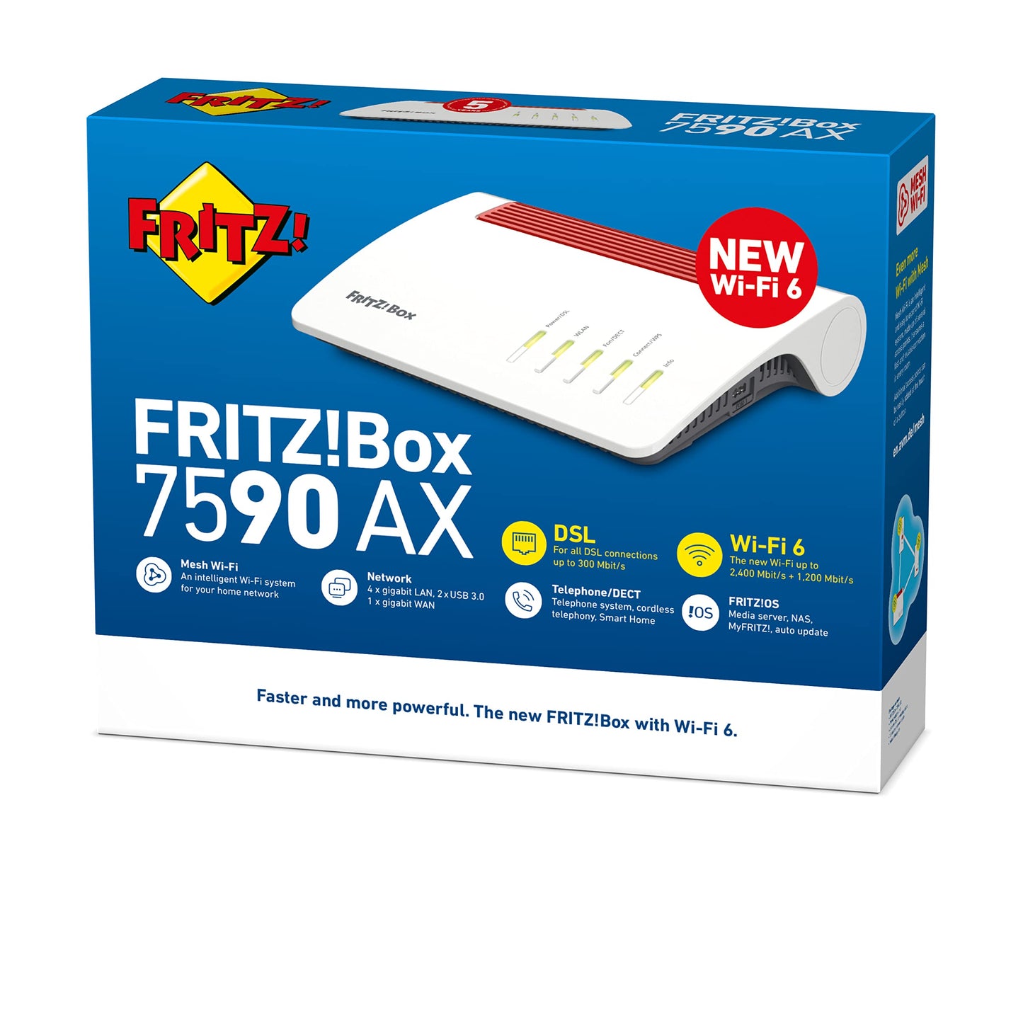 FRITZ!Box 7590 AX International – Wi-Fi 6 DSL-Router, Dualband, Mesh, DECT-Basis