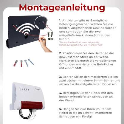 Wandhalterung für FRITZ!Box – kompatibel mit 7590, 7490, 6660, 6890, 6850