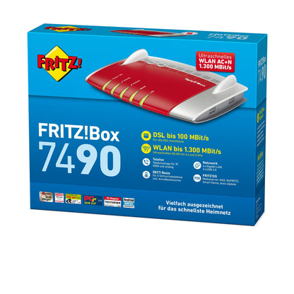 FRITZ!Box 7490 WLAN AC – Dualband DSL-Router, bis 1.300 Mbit/s, DECT-Basis
